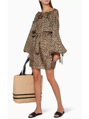 ZIMMERMANN | Suraya Silk Pocket Dress in Animal Print, Size 0 (US 4)